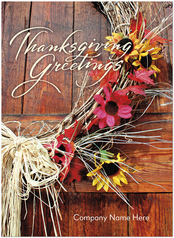 Select a verse or write your own. Modest Wreath Name Card D1695U-4B